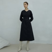 GR_v-neck stitch dress BK