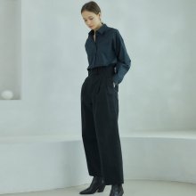 GR_pintuck wide pants BK