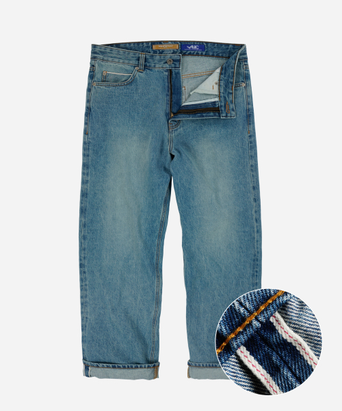 OG SELVEDGE обычные деним брюки _ LIGHT синий