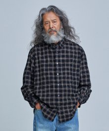 HERRINGBONE CHECK SHIRT _ BLACK