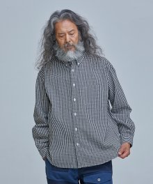 OVERSIZED GINGHAM CHECK SHIRT _ BLACK