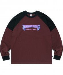 Overdyed Raglan L/SL Top Burgundy