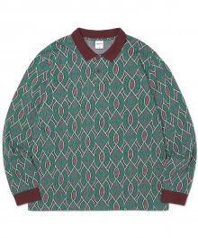 Jacquard Aztec L/SL Jersey Polo Burgundy