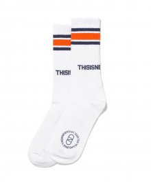 CPT-Logo Striped Socks White