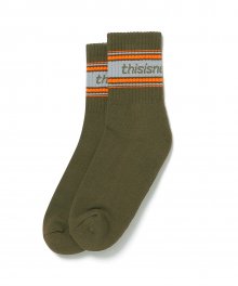 SP-Logo Striped Socks Olive