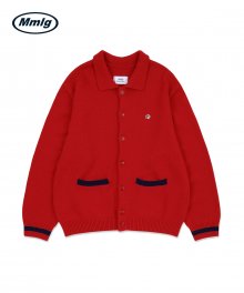 [Mmlg] CHECK EMB. CARDIGAN (RED)