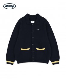 [Mmlg] CHECK EMB. CARDIGAN (NAVY)