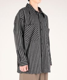 wool blend melton shirt jacket stripe