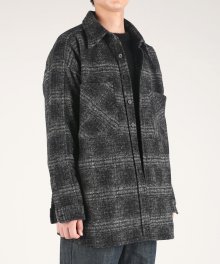 wool blend melton shirt jacket black multi
