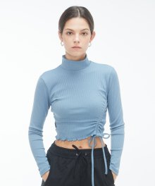 ZPA3 Shirring crop knit [SKY BLUE]