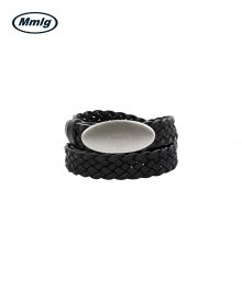 [Mmlg] LEATHER WEAVED BELT (BLACK)