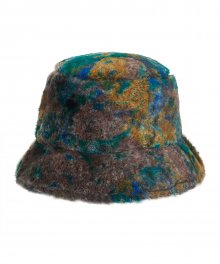 PATTERNED FUR BUCKET HAT (BROWN)