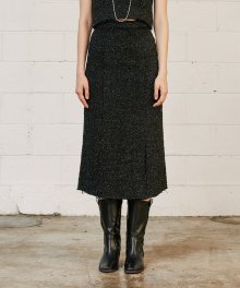 SEQUIN TWEED SETUP SKIRT (BLACK)