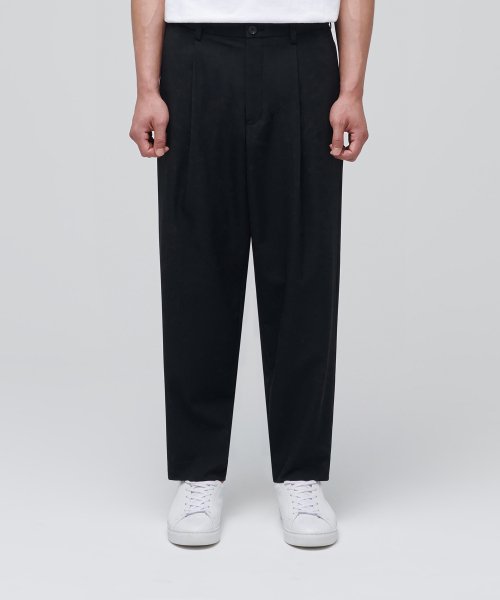 MUSINSA | MUSINSA STANDARD BAGGY TAPERED SLACKS [BLACK]