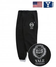 EMBROIDERY EMBLEM SWEAT PANTS BLACK