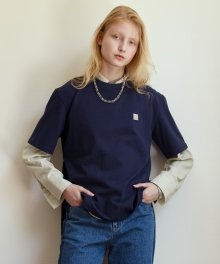 백 벨티드 숏슬리브 티 BACK BELTED SHORT SLEEVE T-SHIRT - NAVY