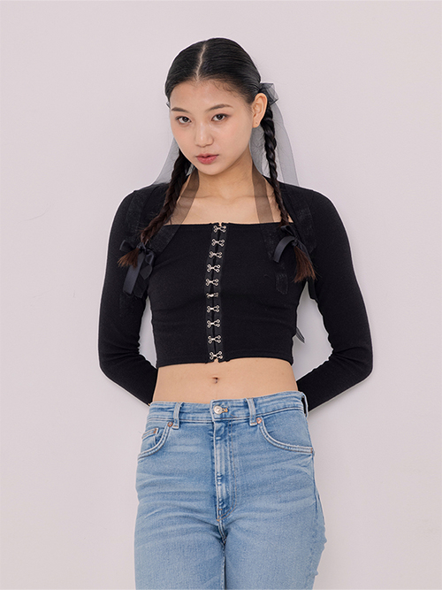 MUSINSA | ノットユアローズ Hook Square Top (Black)