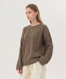 See-through Cable Knit - Mocha Brown