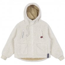 HEAVY FLEECE HOODIE PARKA_MELANGE IVORY