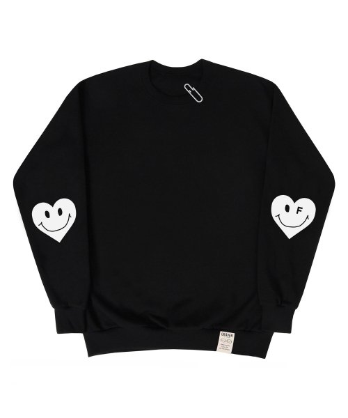 그레이버(graver) [UNISEX]엘보우 화이트하트 맨투맨_블랙