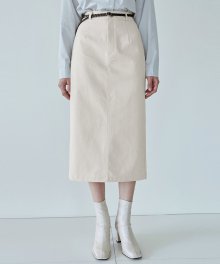 H Cotton Long Skirt_Oatmeal