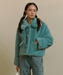 BIG COLLAR FUR JACKET [MINT]