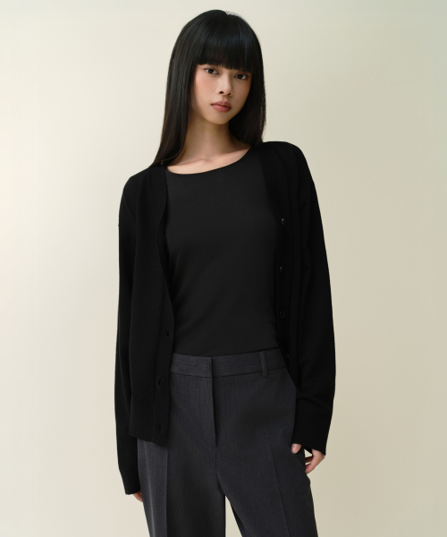 무신사 스탠다드 우먼(musinsastandardwoman) [힛탠다드] 우먼즈 크루 넥 티셔츠_이너 웨어 [블랙]