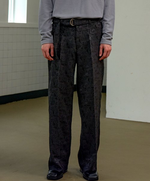 BELT SET] EXCLUSIVE чёрный JACQUARD широкие SLACKS_чёрный