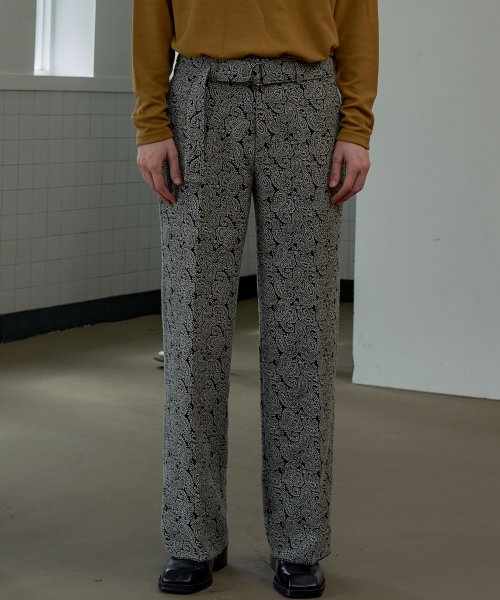 BELT SET] EXCLUSIVE PAISLEY JACQUARD широкие SLACKS_чёрный
