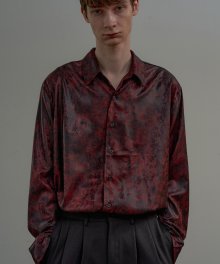 UNISEX GLOSSY BLACK PATTERN OVER SHIRTS_RED