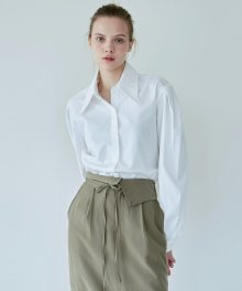 Wide Collar Cotton Shirt_Ivory