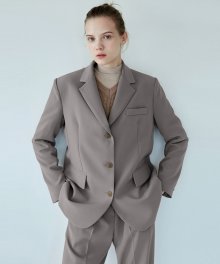 Basic Suit Single Jacket_Mocha Gray