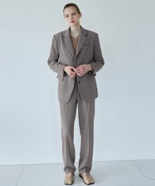 Basic Suit Jacket+Slacks Set Up_Mocha Gray