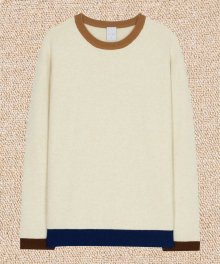 CASH BLENDED WOOL ROUND KNIT_CREAM IVORY COLOR POINT