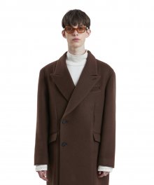 LIFUL CUT-OFF DOUBLE BREASTED COAT brown