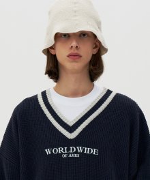 LOGO V NECK KNIT_NV