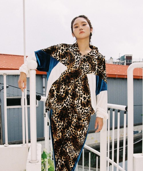 Вельветовая спортивная кофта на молнии SL leopard