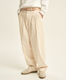 Fixed Two Tuck Cotton Pants [Natural]