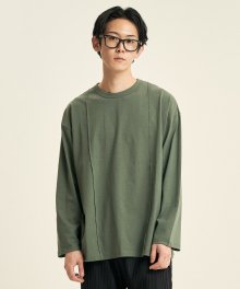 Pin Tuck L/S T-Shirts [Forest Green]