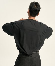Deep Tuck L/S T-Shirts [Black]