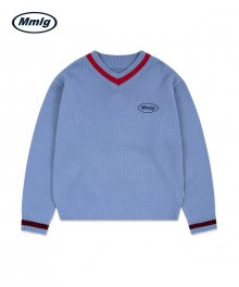 [Mmlg] V-NECK COLLEGE SWEATER (MELANGE BLUE)