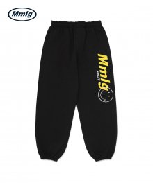 [Mmlg] EMB. Smiley® SWEAT PANTS (BLACK)