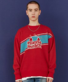 [ELLESSE X MAINBOOTH] 사선 스웨터 (레드)_EK3ULTR011