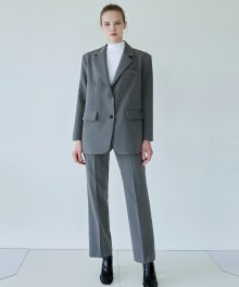 Classic Suit Jacket+Slacks Set Up_Gray