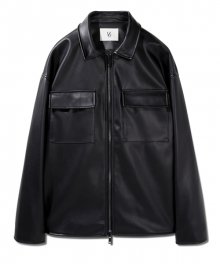 OVERFIT 379 POCKET LEATHER BLOUSON_BLACK