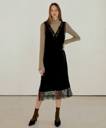 Lace Mix sleeveless Dress. Black