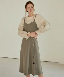 Slip Button Point Dress  Khaki