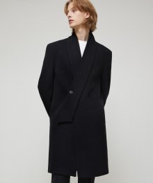 Cashmere Collarless Coat - Black