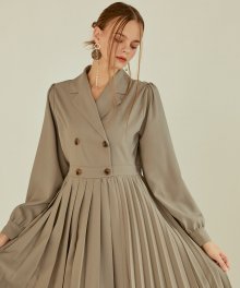 Pleats Double Dress  Khaki