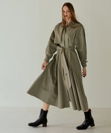 Trench Flare Long Dress  Khaki